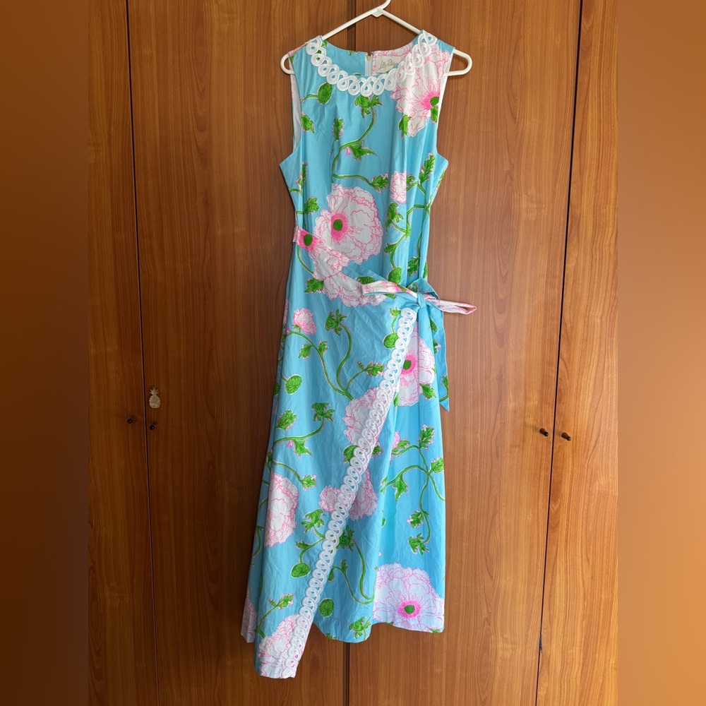 NWT Lilly Pulitzer Fresia sz 10 Maxi Shift Dress Fresh Water Blue Bursting Bloom